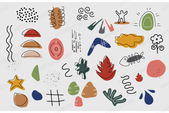 Abstract Old Organic Shape: Retro Color Doodles Template
