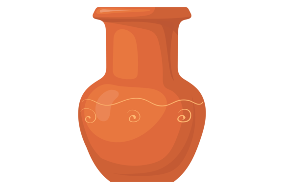 Brown Vase Cartoon Clay Pottery Decora