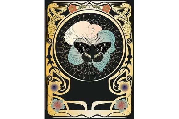 Butterfly Art Nouveau Frame for Creative Projects
