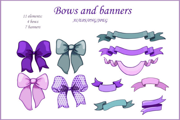 Green and Lavender Bows and Ribbons