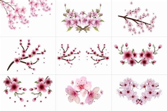Hand Painted Sakura Cherry Blossom Set