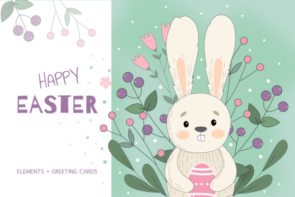 Happy Easter Set: Elevate Your Spring Designs with Ready-Made Postcards and Decorative Elements