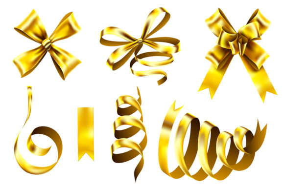 Realistic Gold Bows: Elevate Your Designs with Premium Vector Assets