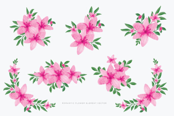 Romantic Flowers Watercolor Floral Set