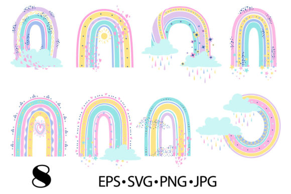 Scandinavian Cartoon Pastel Rainbows
