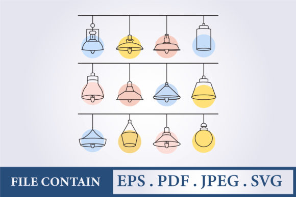Set and Bundle of Hanging Modern Lamp