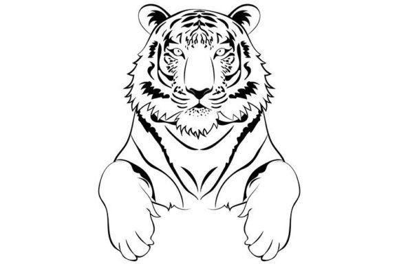 Tiger Portrait Line Art: Modern Decor & Design Assets