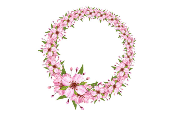 Watercolor Cherry Blossom Frame Border