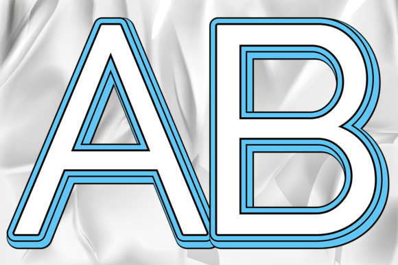 White Blue Bold Color Letters Numbers
